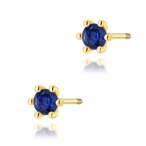 Kolczyki Szafir 2 x 0,15ct żółte złoto sztyft zakręcany