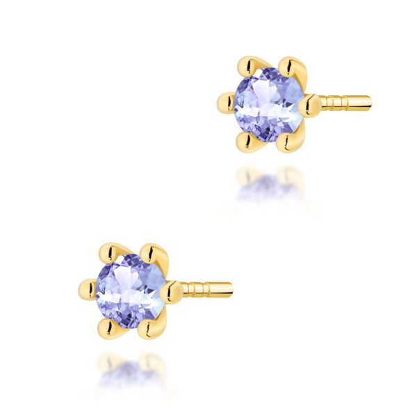 Kolczyki Tanzanit 2 x 0,15ct żółte złoto