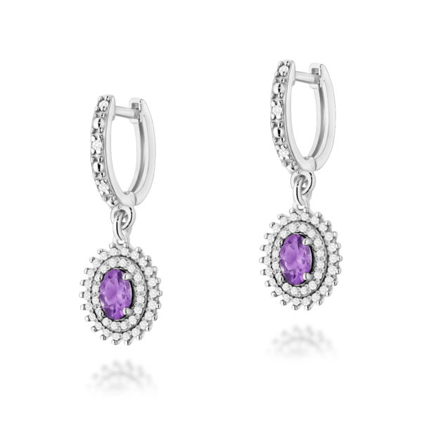 Kolczyki Ametyst 2 x 0,40ct białe złoto