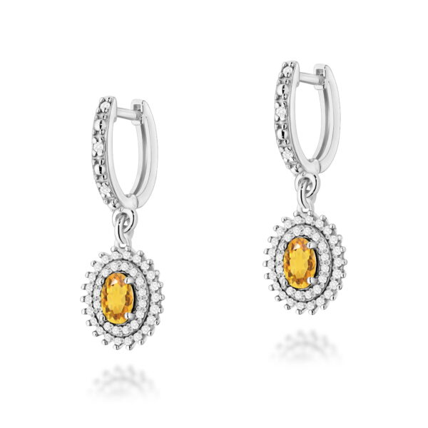 Kolczyki Cytryn 2 x 0,60ct białe złoto