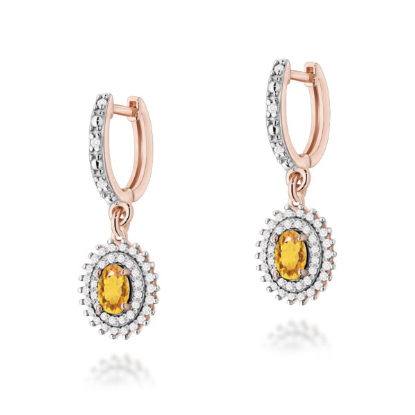 Kolczyki Cytryn 2 x 0,60ct różowe złoto