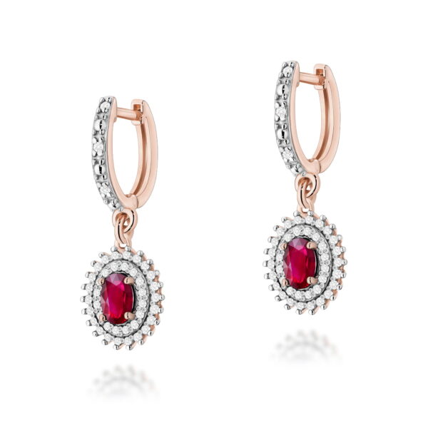 Kolczyki Rubin 2 x 0,60ct różowe złoto