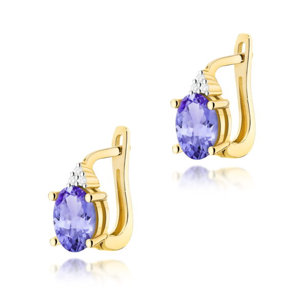 Kolczyki Tanzanit 2 x 0,70ct żółte złoto