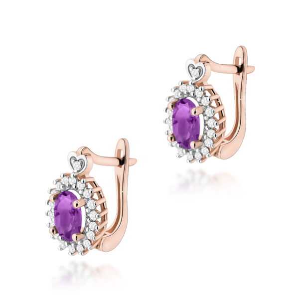 Kolczyki Ametyst 2 x 0,80ct różowe złoto