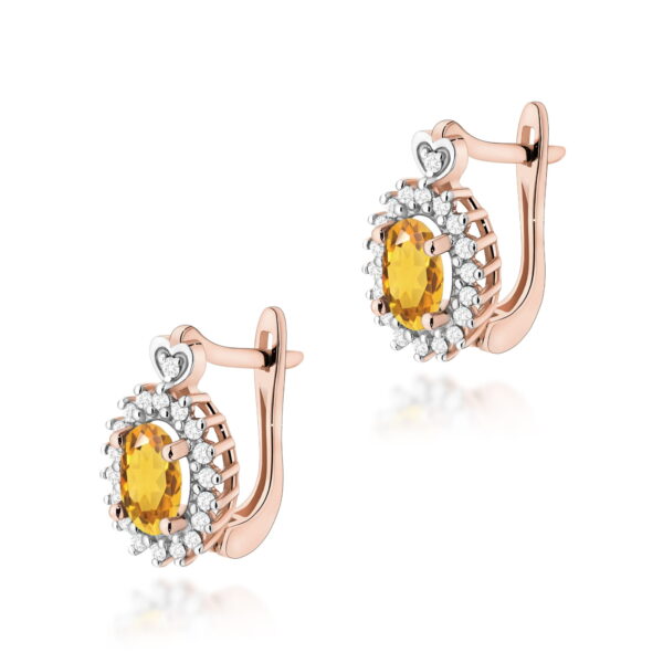 Kolczyki Cytryn 2 x 0,60ct różowe złoto