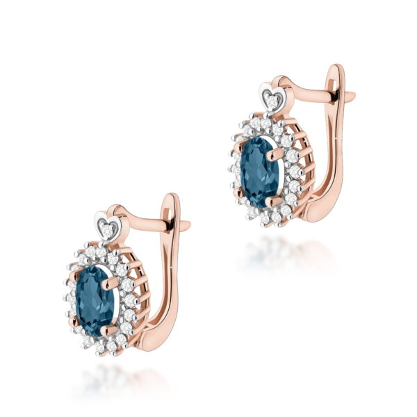 Kolczyki Topaz London Blue 2 x 0,50ct różowe złoto