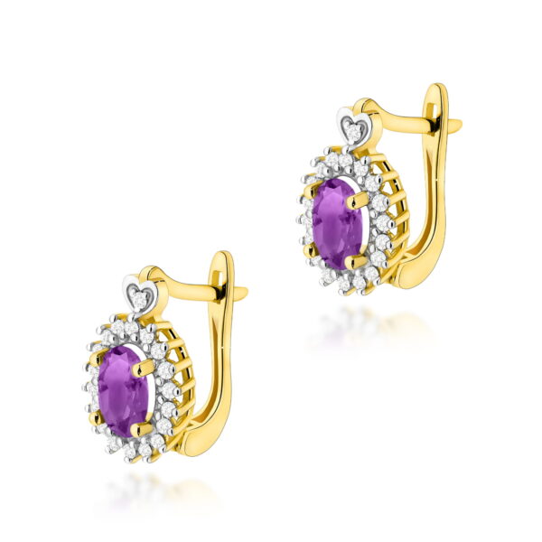 Kolczyki Ametyst 2 x 0,80ct żółte złoto