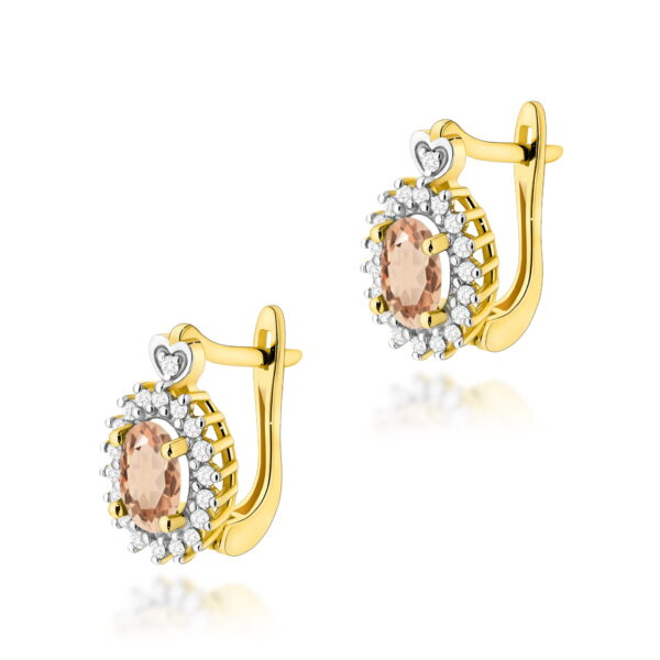 Kolczyki Morganit 2 x 0,40ct żółte złoto