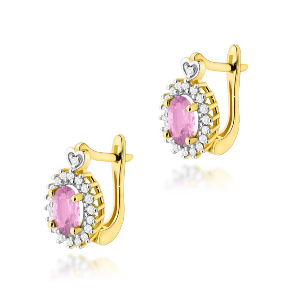 Kolczyki Szafir Różowy 2 x 0,45ct żółte złoto