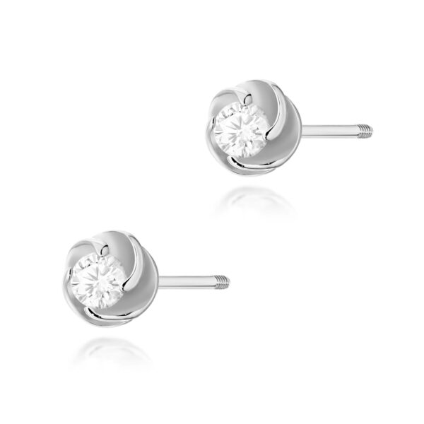 Kolczyki Diament 2 x 0,10ct białe złoto sztyft zakręcany