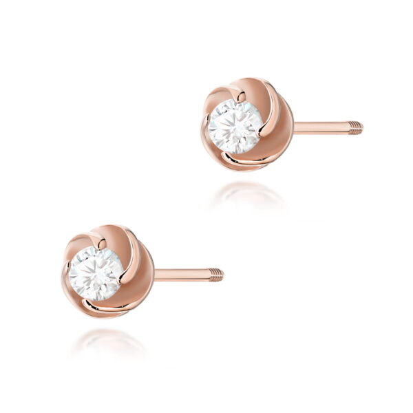 Kolczyki Diament 2 x 0,10ct różowe złoto sztyft zakręcany