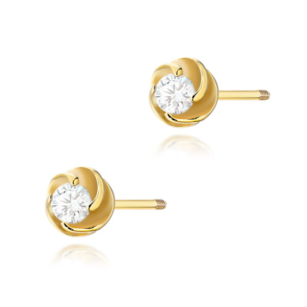 Kolczyki Diament 2 x 0,08ct żółte złoto sztyft zakręcany