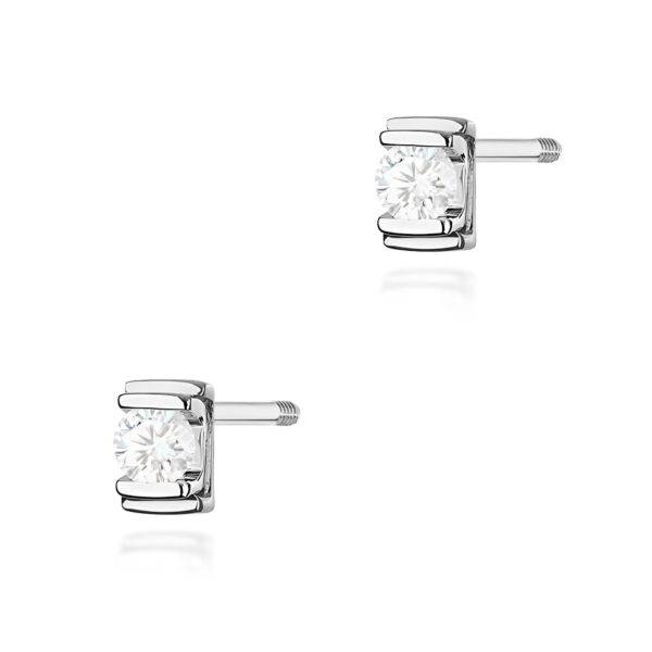 Kolczyki Diament 2 x 0,10ct białe złoto sztyft zakręcany