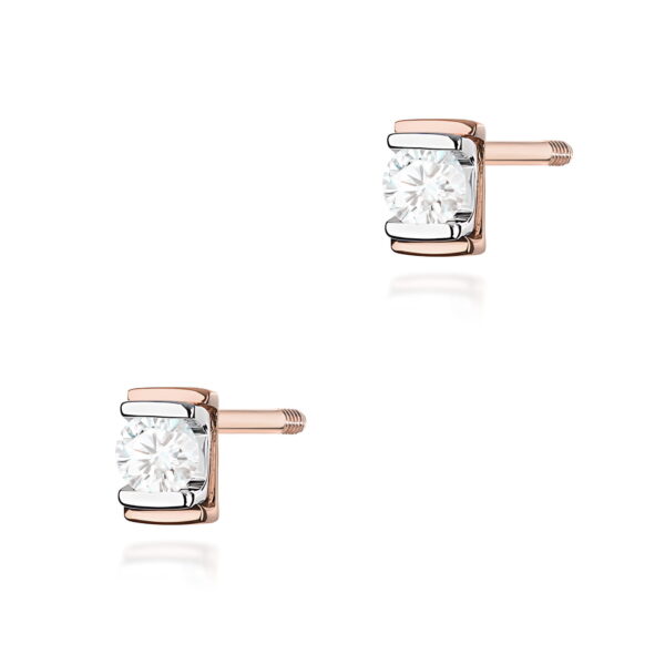 Kolczyki Diament 2 x 0,10ct różowe złoto sztyft zakręcany