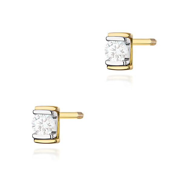 Kolczyki Diament 2 x 0,10ct żółte złoto sztyft zakręcany
