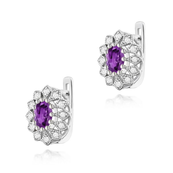 Kolczyki Ametyst 2 x 0,40ct białe złoto