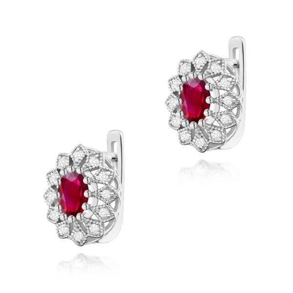 Kolczyki Rubin 2 x 0,60ct białe złoto