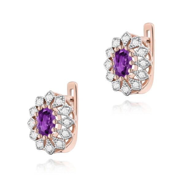 Kolczyki Ametyst 2 x 0,40ct różowe złoto