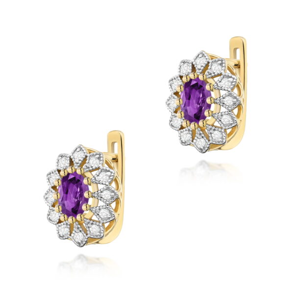 Kolczyki Ametyst 2 x 0,40ct żółte złoto