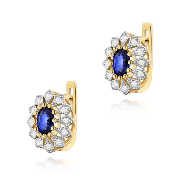 Kolczyki Szafir 2 x 0,70ct żółte złoto