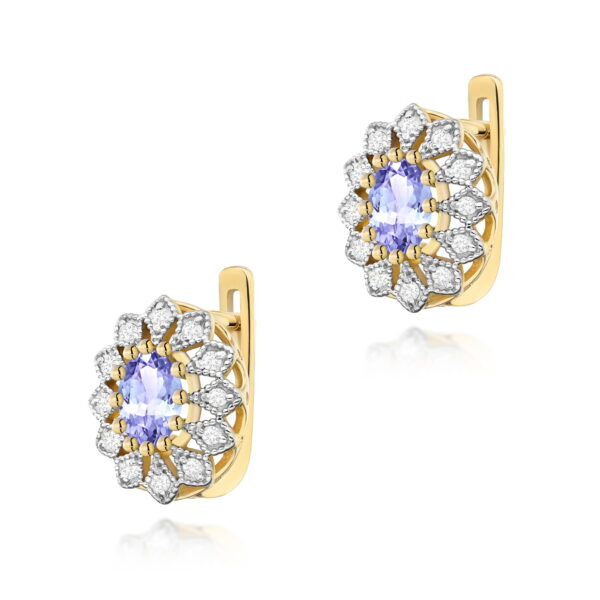 Kolczyki Tanzanit 2 x 0,40ct żółte złoto
