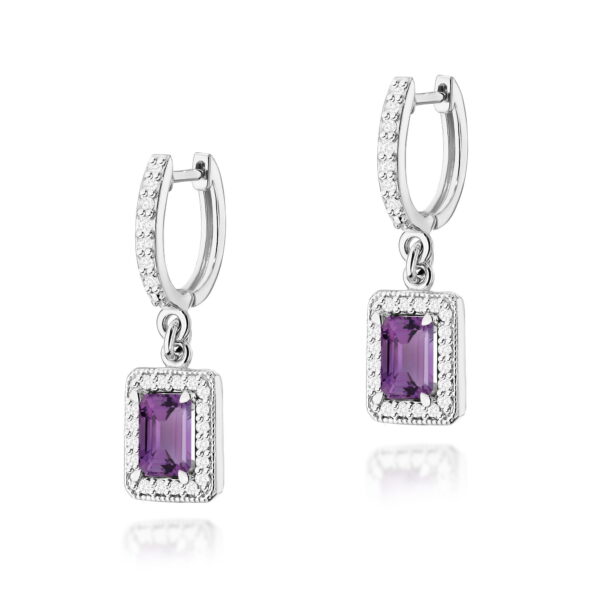 Kolczyki Ametyst 2 x 0,50ct białe złoto