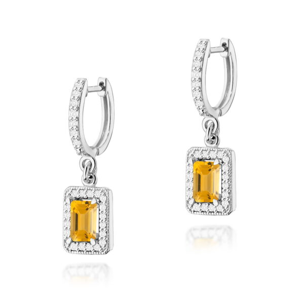 Kolczyki Cytryn 2 x 0,60ct białe złoto
