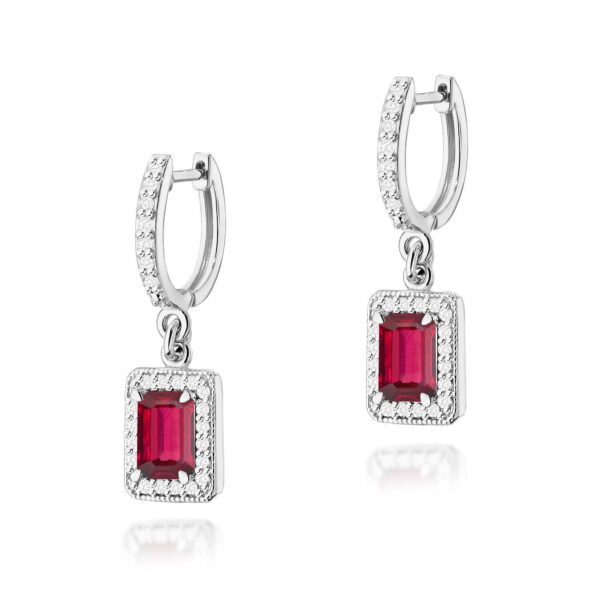 Kolczyki Rubin 2 x 0,80ct białe złoto