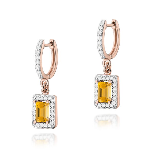 Kolczyki Cytryn 2 x 0,60ct różowe złoto