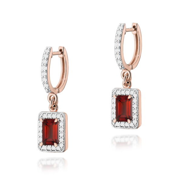 Kolczyki Granat 2 x 0,70ct różowe złoto