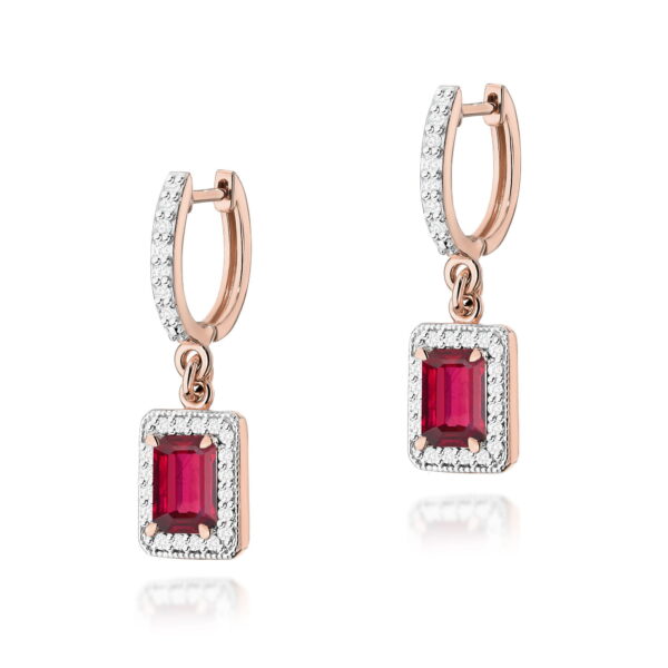 Kolczyki Rubin 2 x 0,80ct różowe złoto