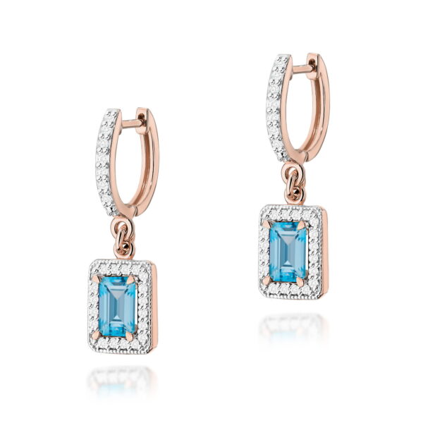 Kolczyki Topaz Swiss 2 x 0,65ct różowe złoto