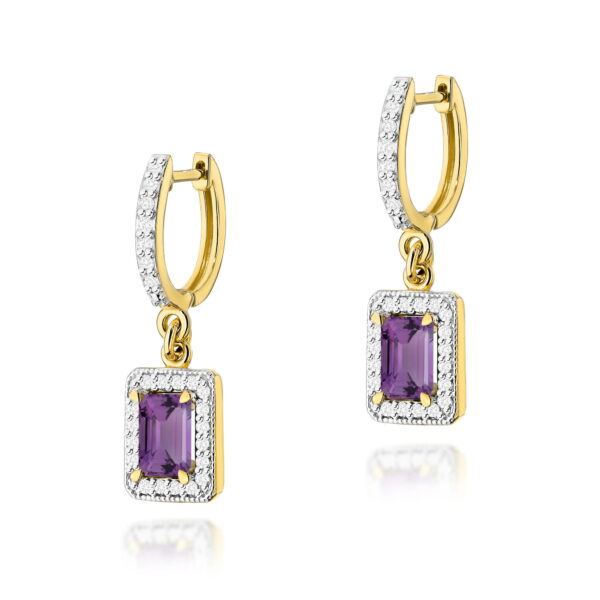Kolczyki Ametyst 2 x 0,50ct żółte złoto