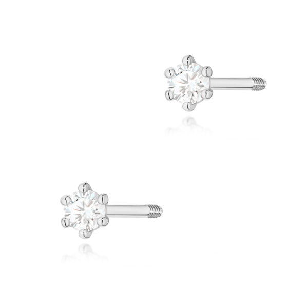 Kolczyki Diament 2 x 0,04ct białe złoto sztyft zakręcany