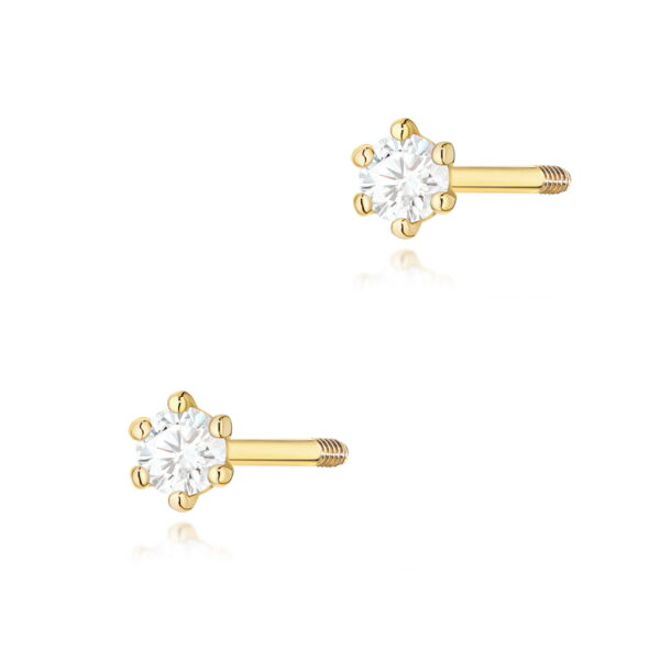 Kolczyki Diament 2 x 0,04ct żółte złoto sztyft zakręcany