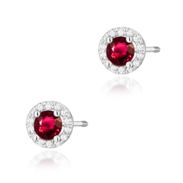 Kolczyki Rubin 2 x 0,60ct białe złoto sztyft zakręcany