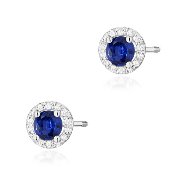Kolczyki Szafir 2 x 0,50ct białe złoto sztyft zakręcany