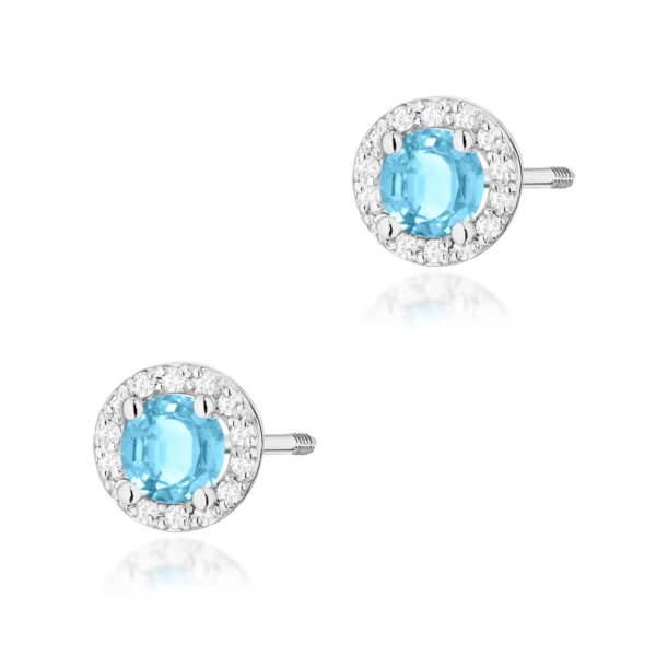 Kolczyki Topaz Swiss 2 x 0,50ct białe złoto sztyft zakręcany