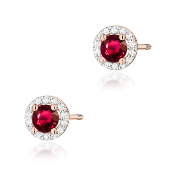 Kolczyki Rubin 2 x 0,60ct różowe złoto sztyft zakręcany