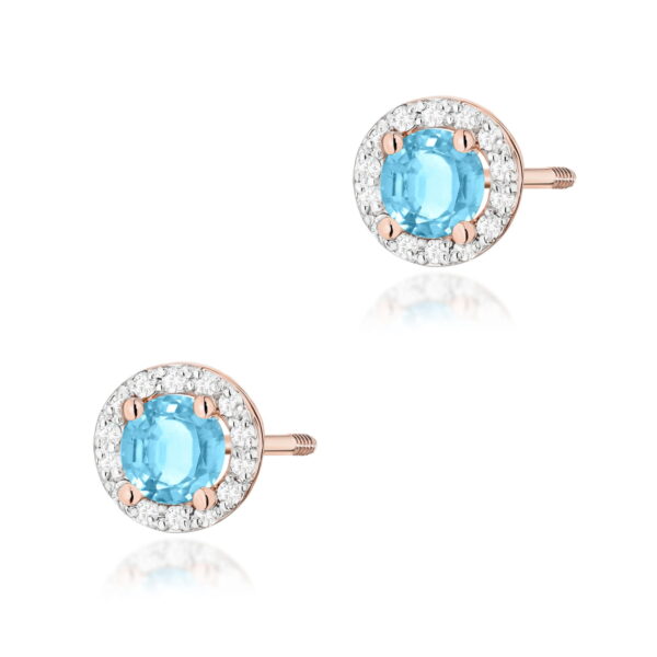 Kolczyki Topaz Swiss 2 x 0,50ct różowe złoto sztyft zakręcany