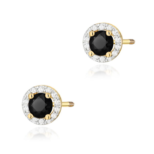 Kolczyki Czarny Diament 2 x 0,50ct żółte złoto sztyft zakręcany