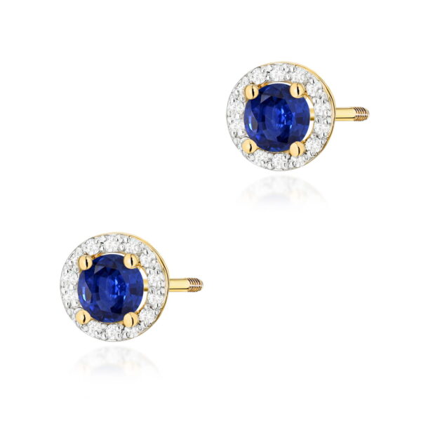 Kolczyki Szafir 2 x 0,50ct żółte złoto sztyft zakręcany