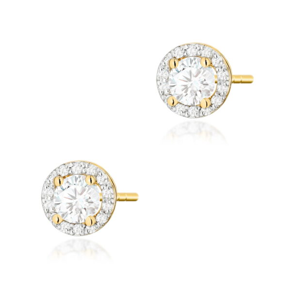 Kolczyki Biały Szafir 2 x 0,60ct żółte złoto