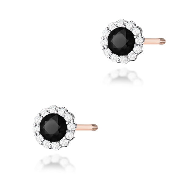 Kolczyki Czarny Diament 2 x 0,50ct różowe złoto sztyft zakręcany