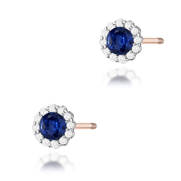 Kolczyki Szafir 2 x 0,50ct różowe złoto sztyft zakręcany