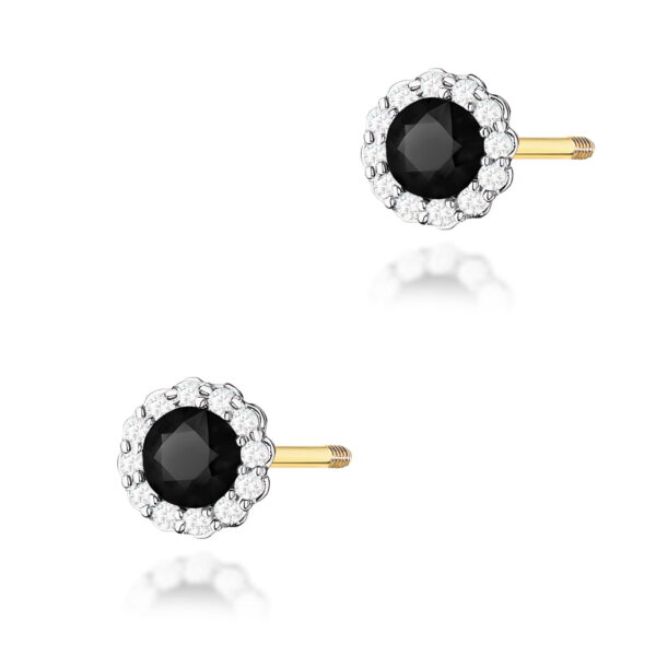 Kolczyki Czarny Diament 2 x 0,50ct żółte złoto sztyft zakręcany