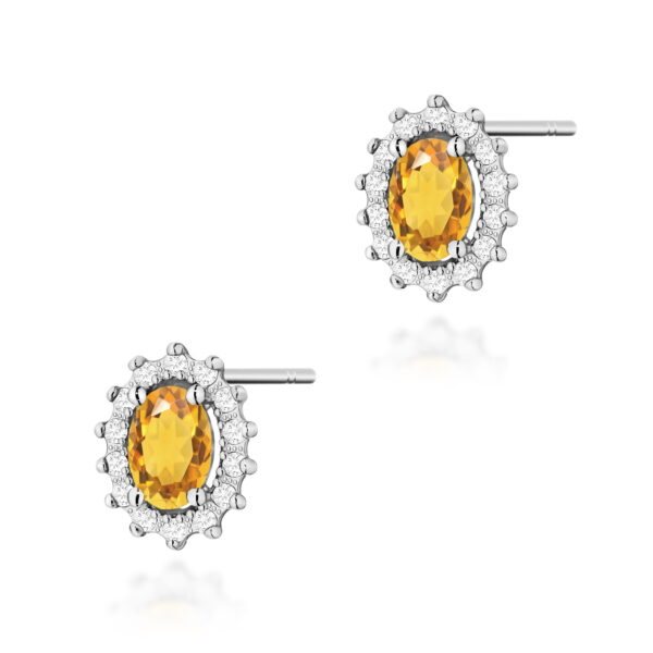 Kolczyki Cytryn 2 x 0,60ct białe złoto