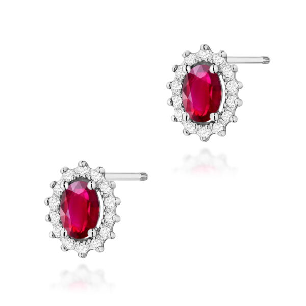 Kolczyki Rubin 2 x 0,60ct białe złoto sztyft zakręcany