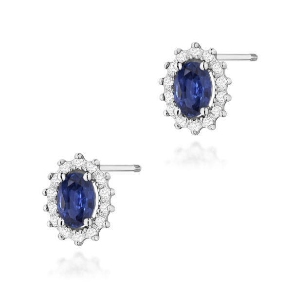 Kolczyki Szafir 2 x 0,70ct białe złoto sztyft zakręcany