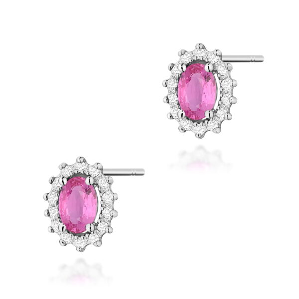 Kolczyki Różowy Szafir 2 x 0,50ct białe złoto